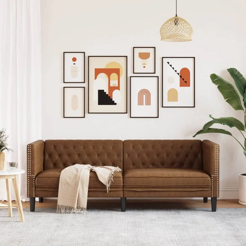 3-Seater Chesterfield Sofa in Brown