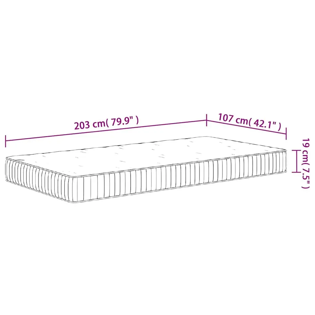 King Single Pocket Spring Mattress Medium Firmness 107x203cm Fabric Cover White