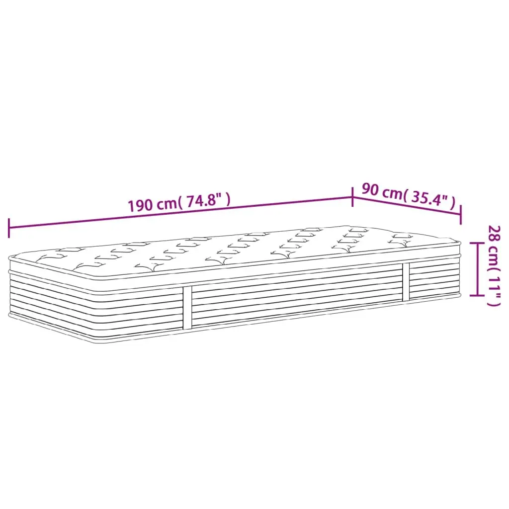 Pocket Spring Mattress for Sleep 90x190cm