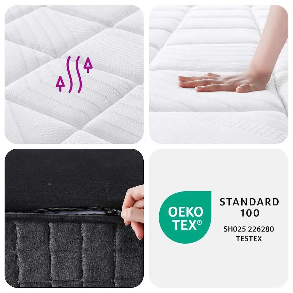 Medium Firm Pocket Spring Mattress King Single 107x203cm 7 Zones White