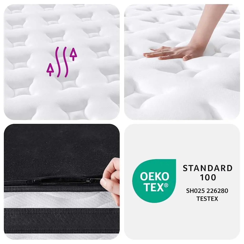 Queen Pocket Spring Mattress Medium Firm 152x203cm White Bedroom Sleep Support