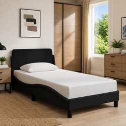 Bed Frame with Headboard Dover Black 90x190 cm Fabric Bedroom Furniture