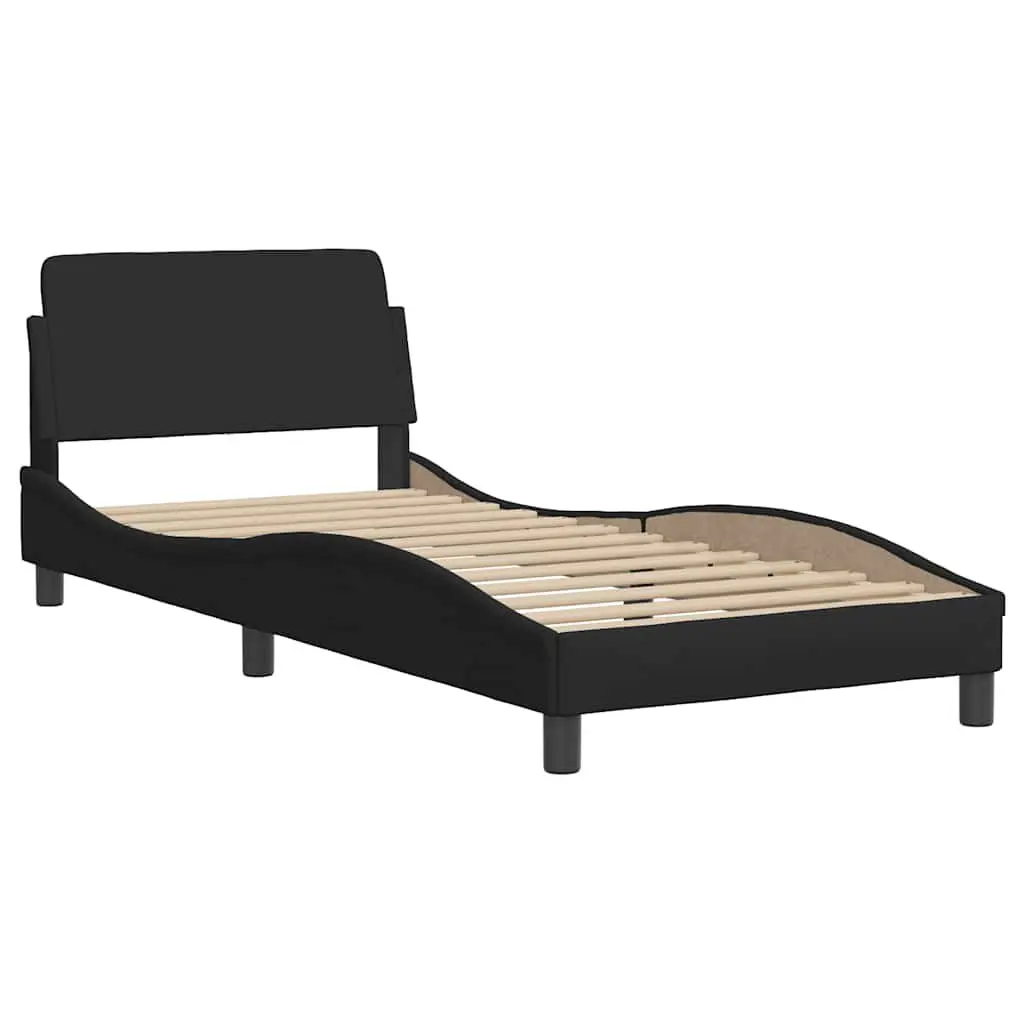 Bed Frame with Headboard Fabric Black 90x190 cm