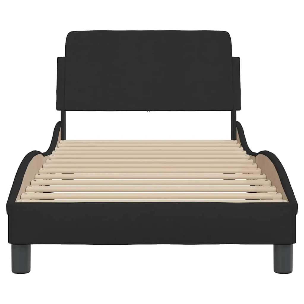 Bed Frame with Headboard Fabric Black 90x190 cm