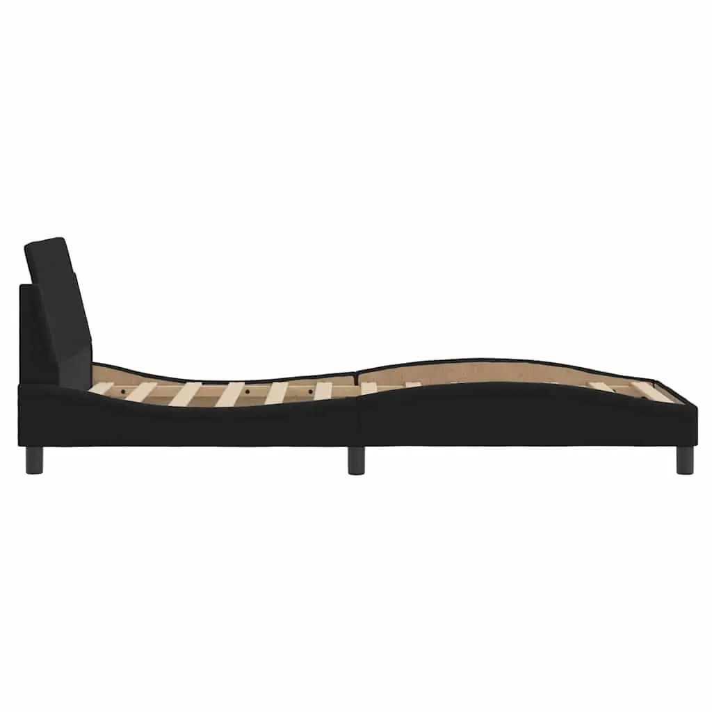 Bed Frame with Headboard Fabric Black 90x190 cm