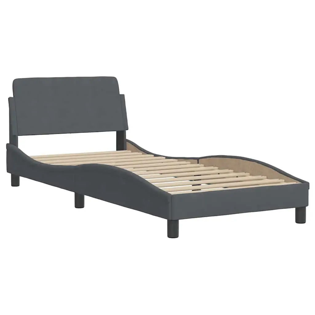 Bed Frame Velvet Upholstered Grey 90x190 cm with Headboard