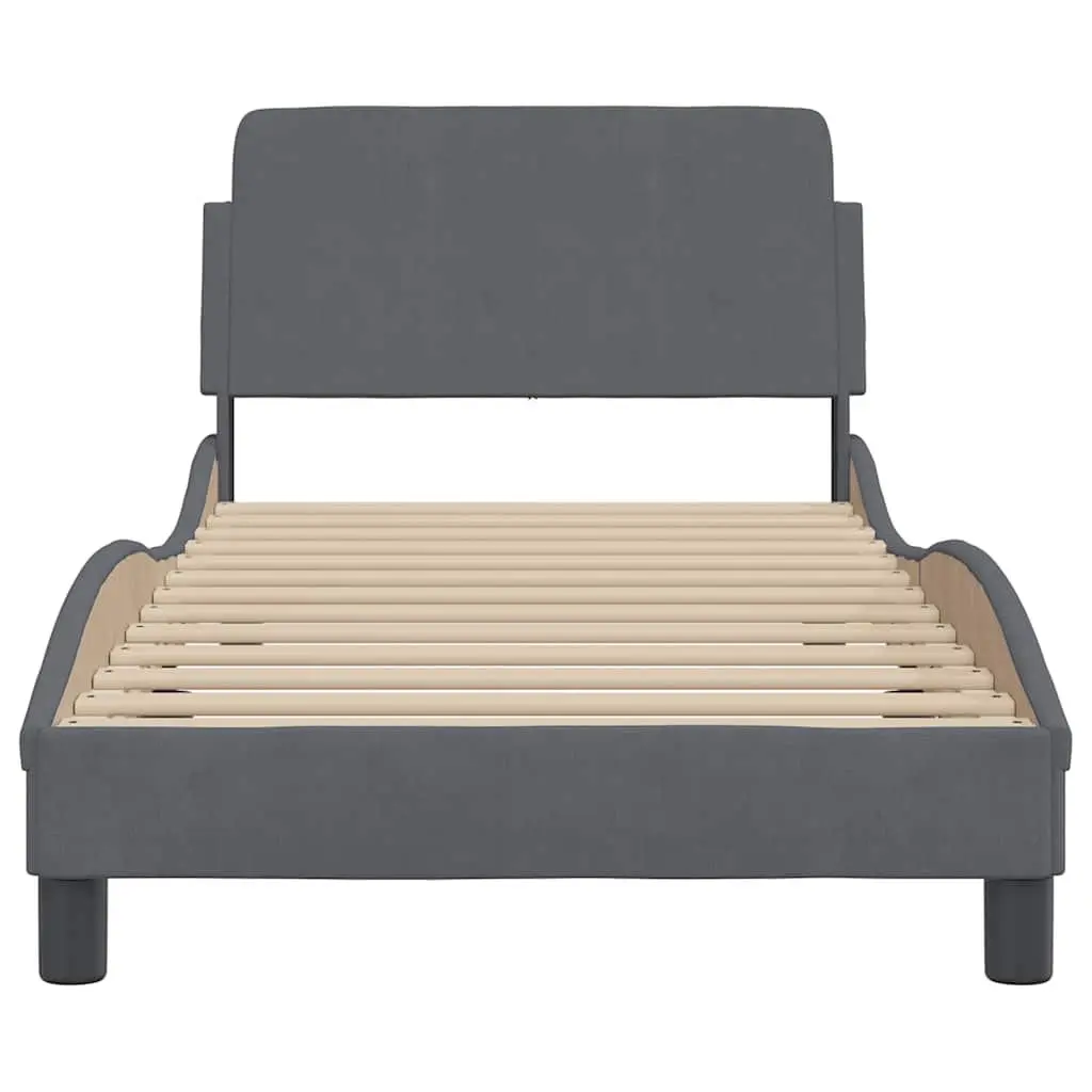 Bed Frame Velvet Upholstered Grey 90x190 cm with Headboard
