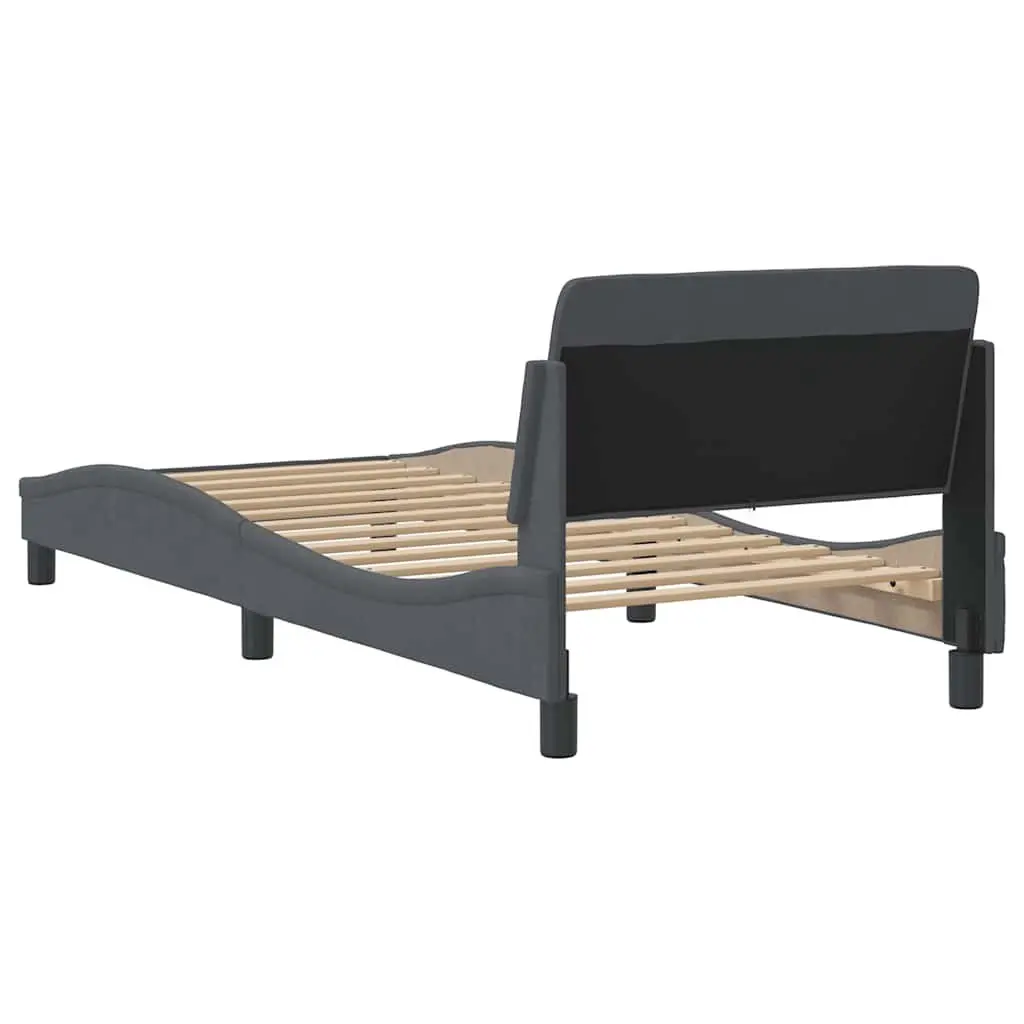 Bed Frame Velvet Upholstered Grey 90x190 cm with Headboard