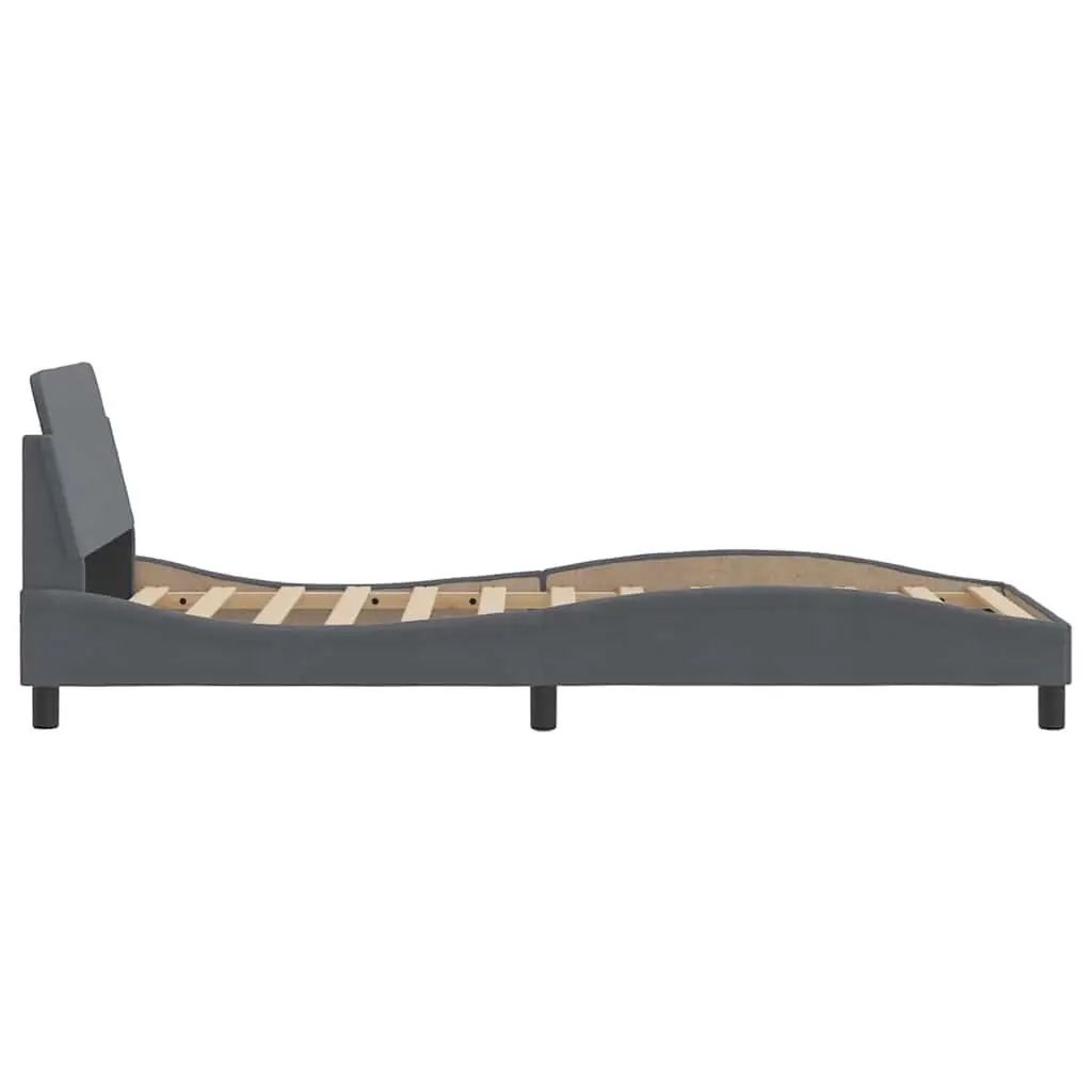 Bed Frame Velvet Upholstered Grey 90x190 cm with Headboard