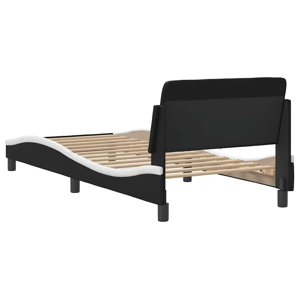 Bed Frame with Headboard 90x190 cm Black Faux Leather Bedroom Furniture