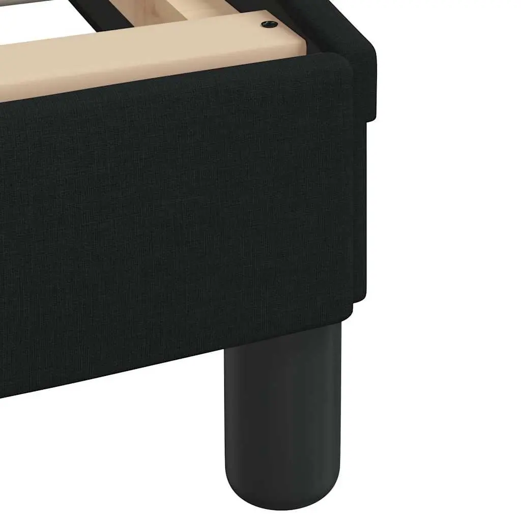 King Bed Frame Black Fabric 180x200 cm Plywood Slats