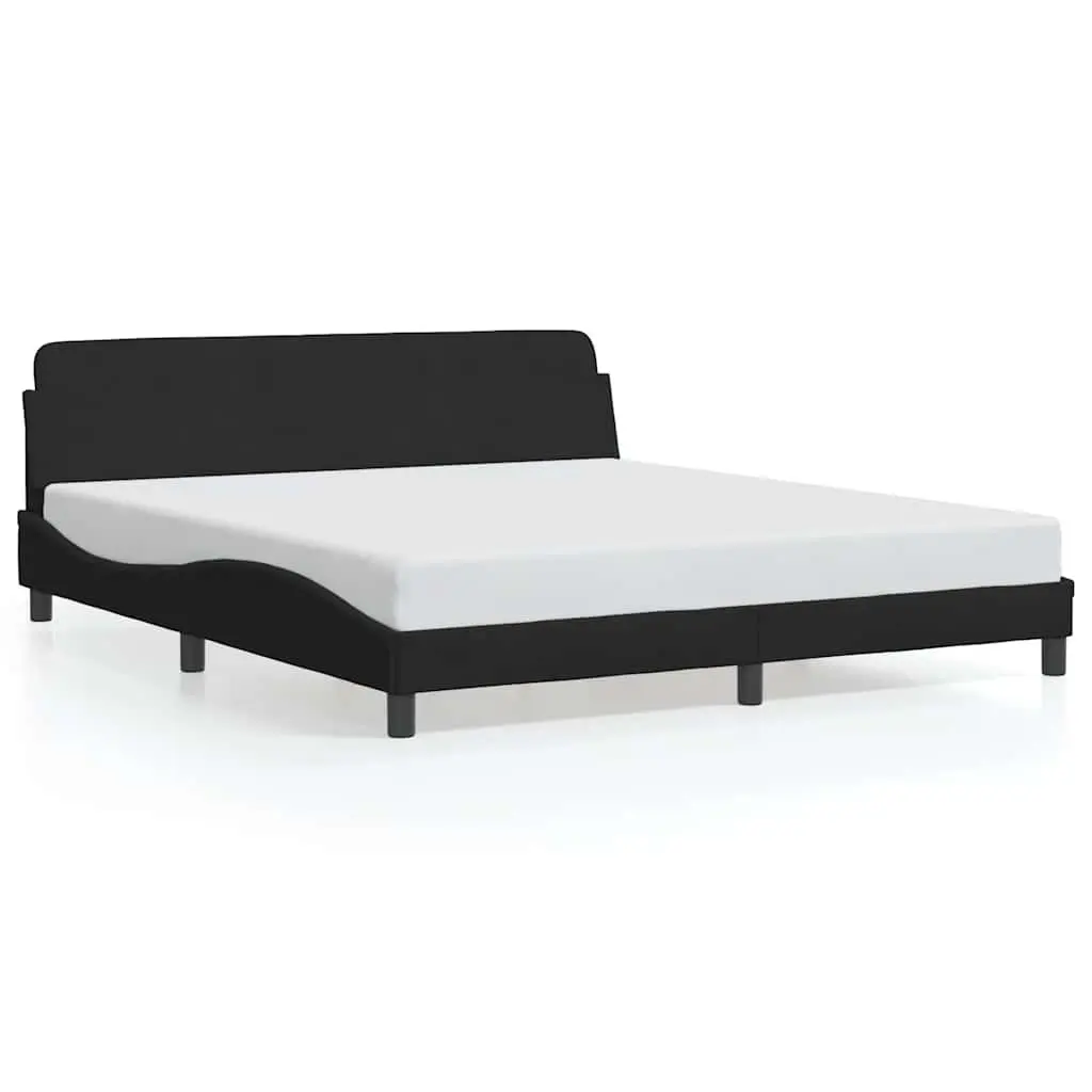 King Bed Frame 180x200 cm Black Velvet Headboard Bedroom Furniture Slat Base