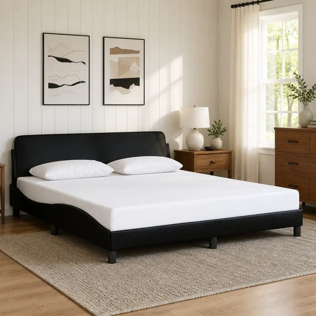 King Bed Frame 180x200 cm in Black Faux Leather
