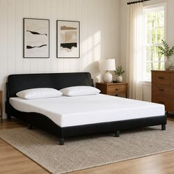 Explore the King Bed Frame 180x200 cm in Black Faux Leather