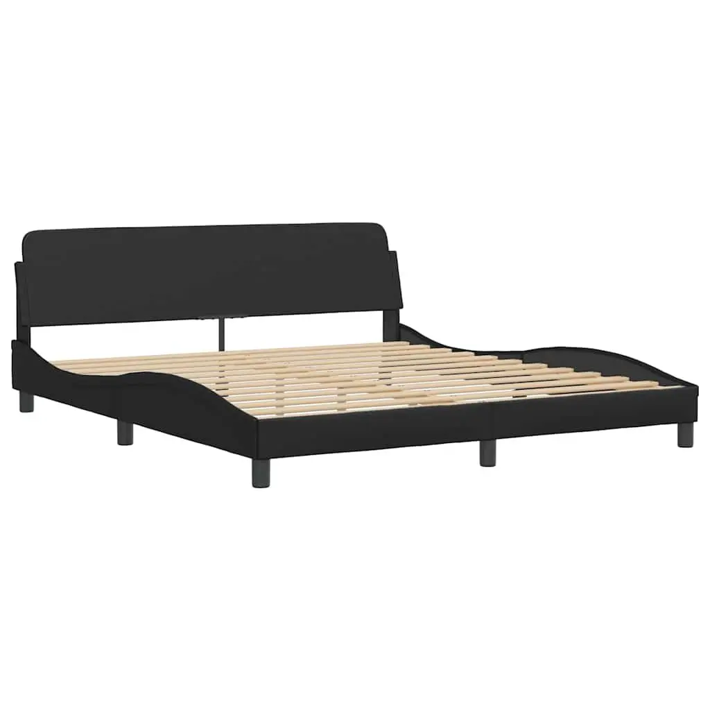 King Bed Frame 180x200 cm in Black Faux Leather