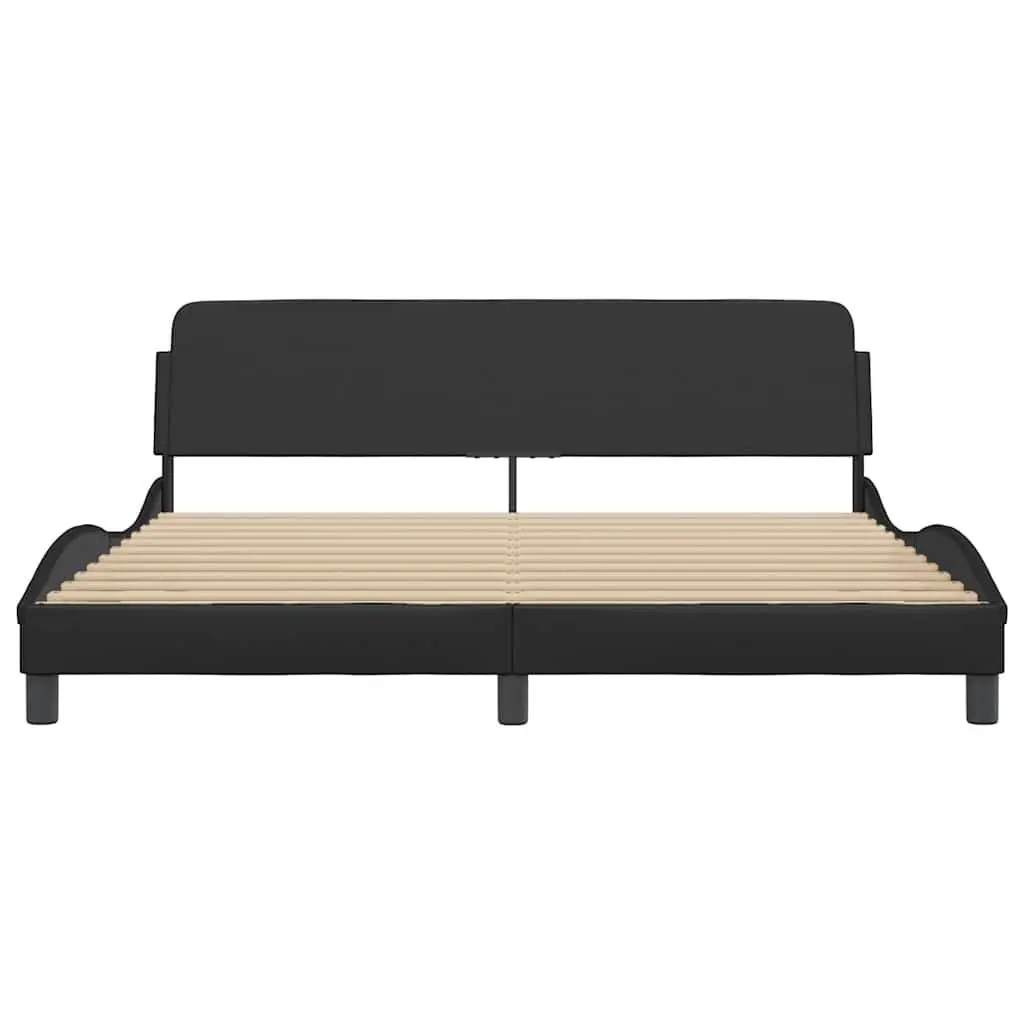 King Bed Frame 180x200 cm in Black Faux Leather