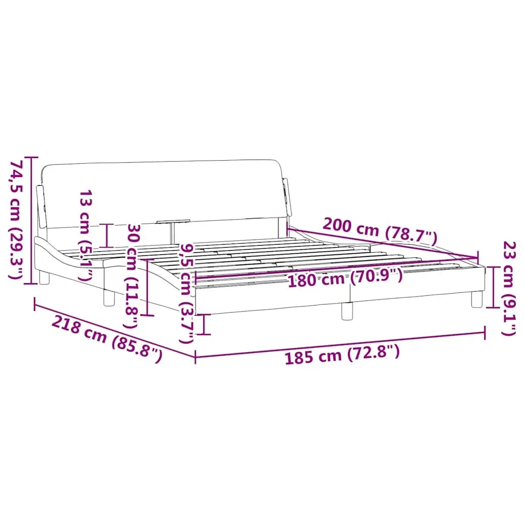 King Bed Frame 180x200 cm in Black Faux Leather