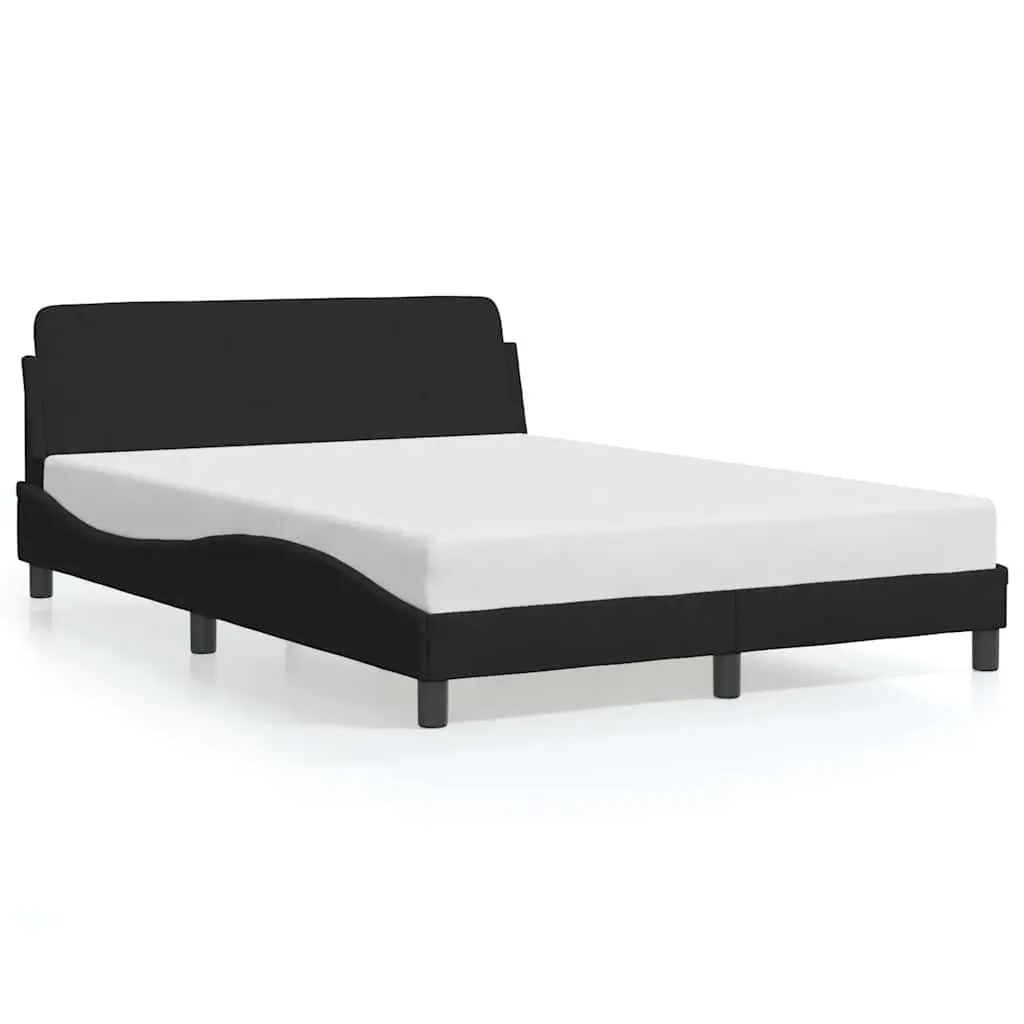 Double Bed Frame Black 137x190 cm with Headboard Velvet Upholstered Bedroom