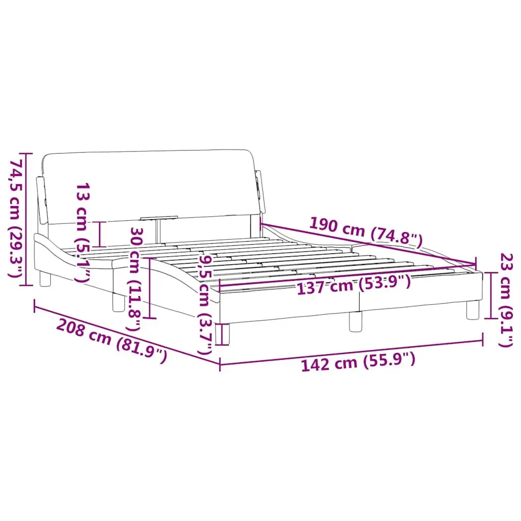 Double Bed Frame Black 137x190 cm with Headboard Velvet Upholstered Bedroom