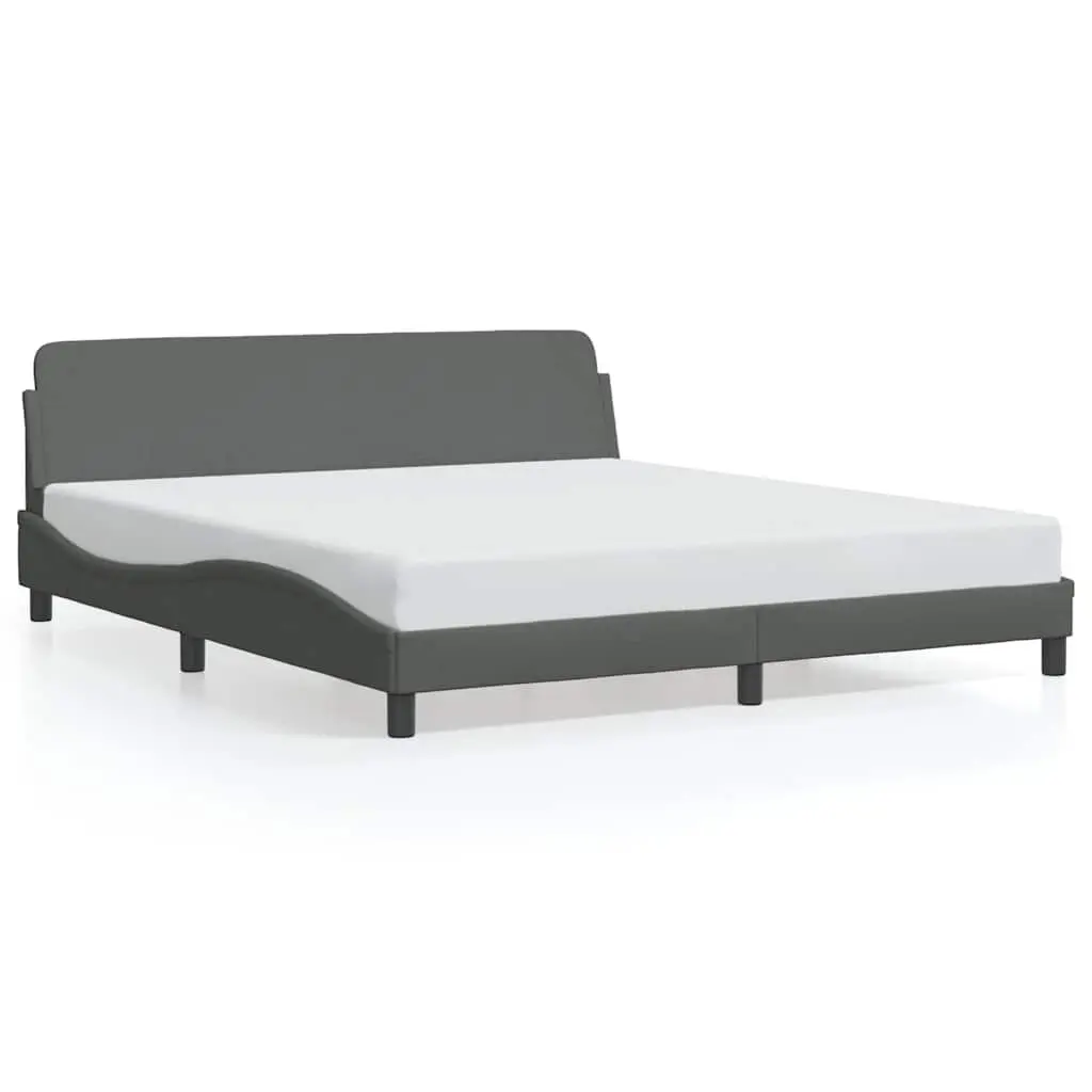 Queen Bed Frame Dark Grey Fabric Upholstery 152x203 cm