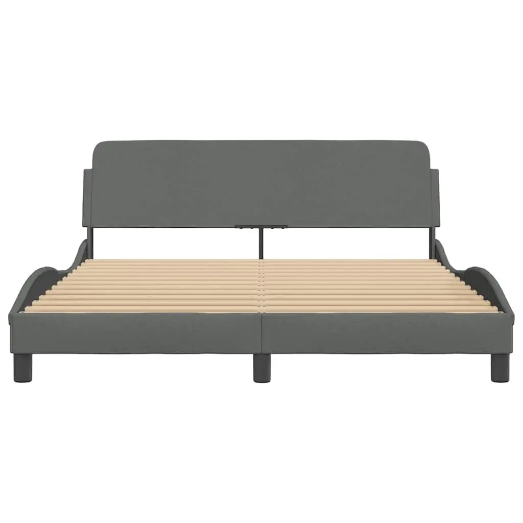 Queen Bed Frame Dark Grey Fabric Upholstery 152x203 cm