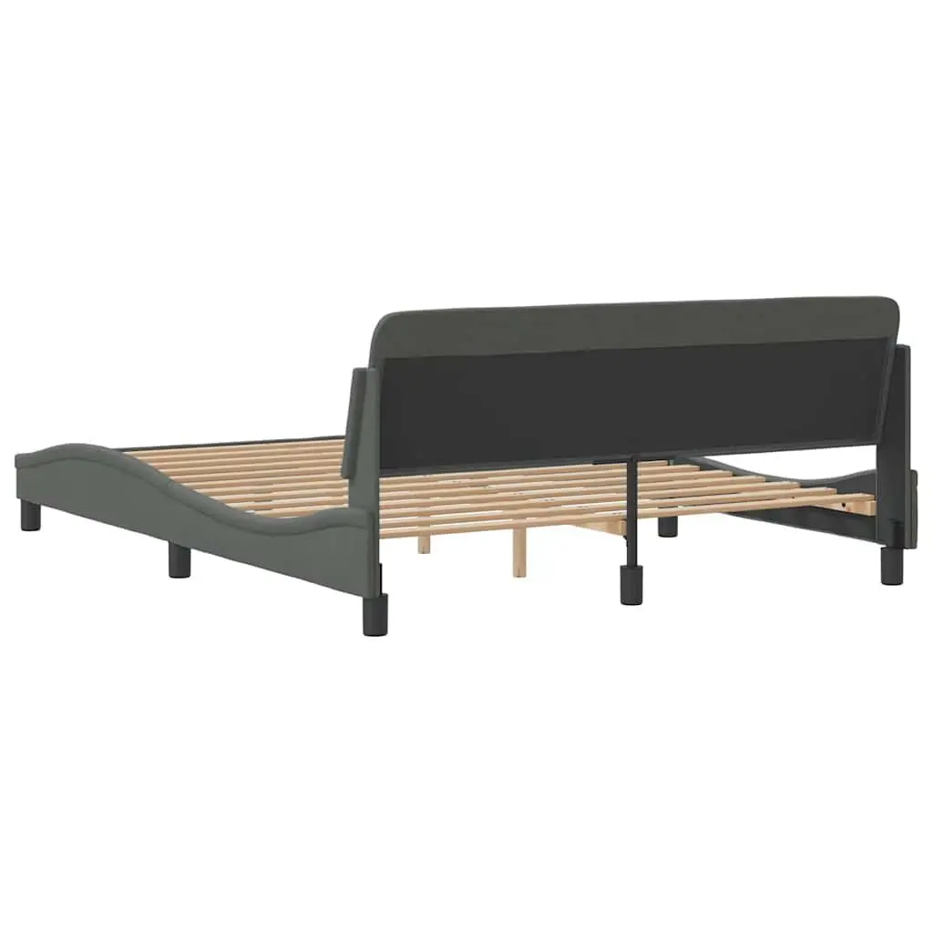 Queen Bed Frame Dark Grey Fabric Upholstery 152x203 cm