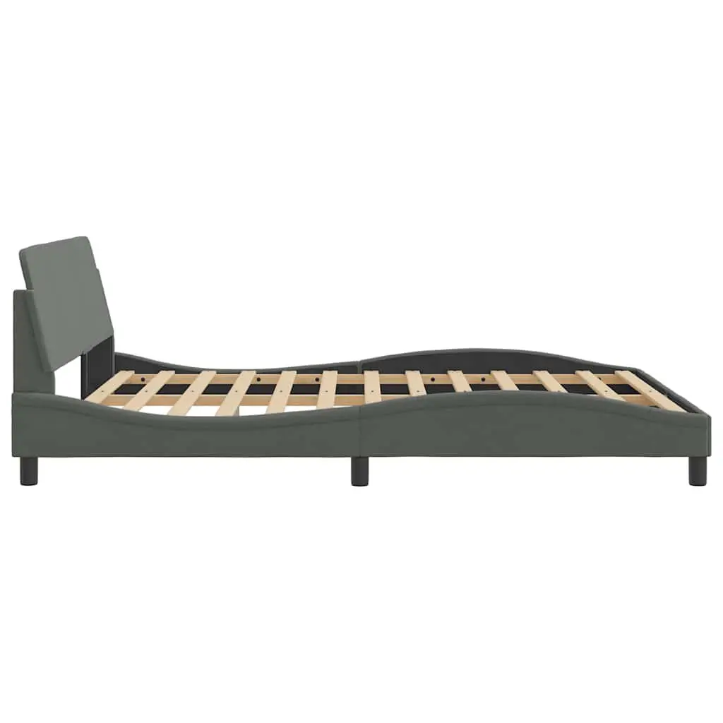 Queen Bed Frame Dark Grey Fabric Upholstery 152x203 cm