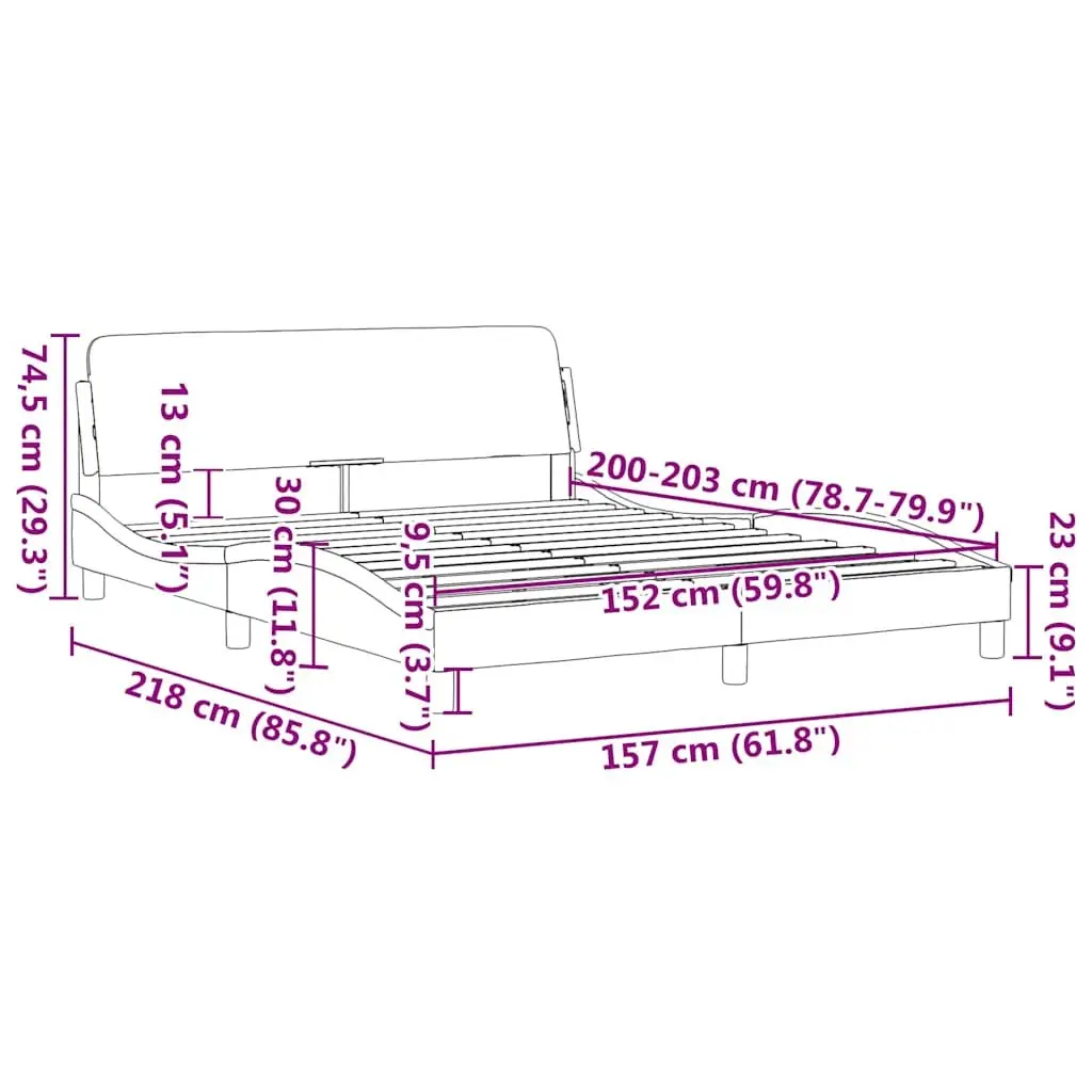 Queen Bed Frame Grey Velvet Headboard 152x203cm Bedroom Furniture Slat Support