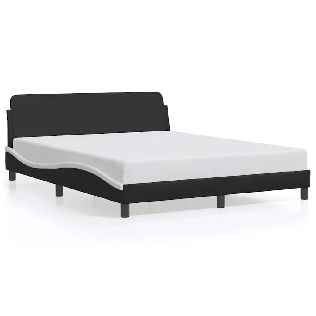 Queen Bed Frame Black Faux Leather Headboard 152x203cm Bedroom Furniture