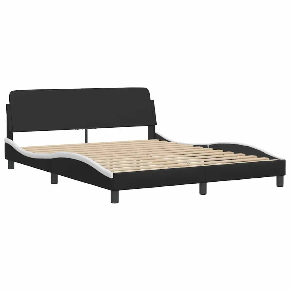 Queen Bed Frame Black Faux Leather Headboard 152x203cm Bedroom Furniture