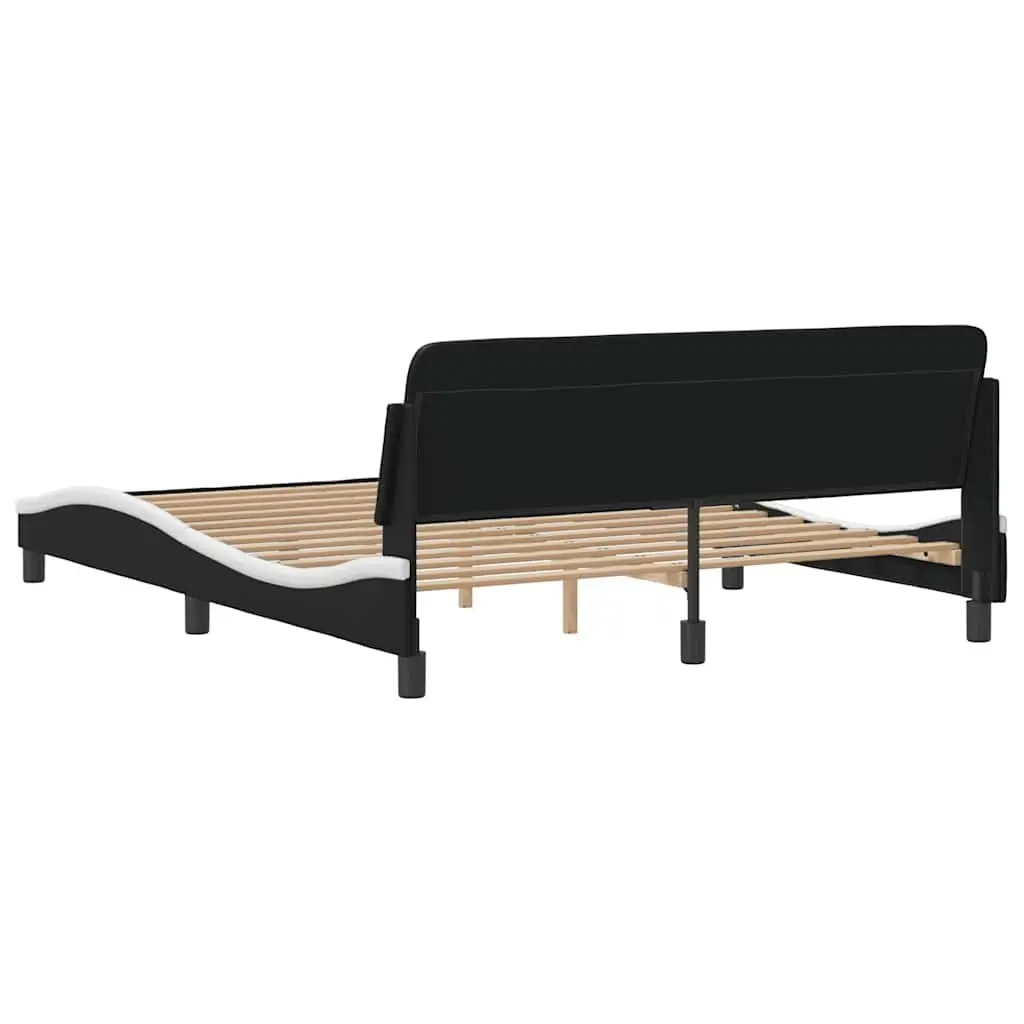 Queen Bed Frame Black Faux Leather Headboard 152x203cm Bedroom Furniture