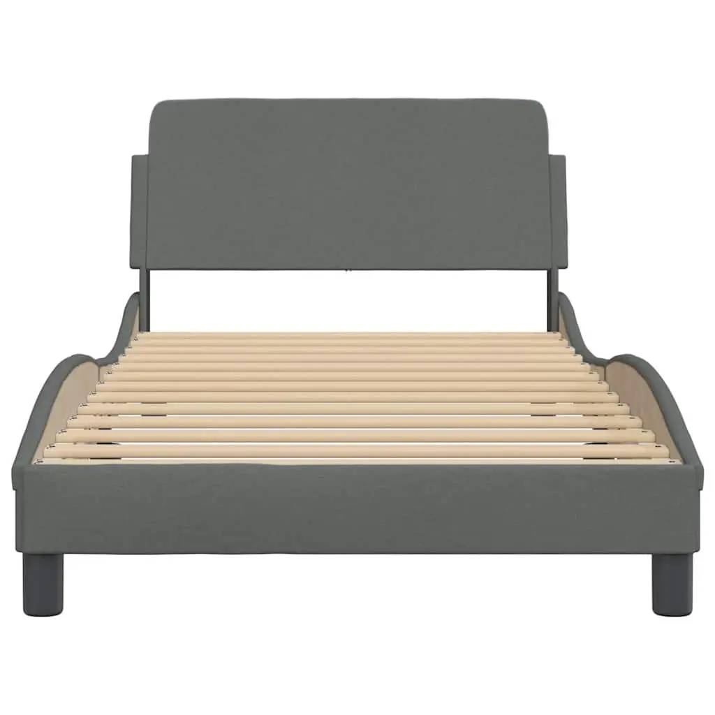 King Single Bed Frame with Headboard Dark Grey Fabric Bedroom Furniture
