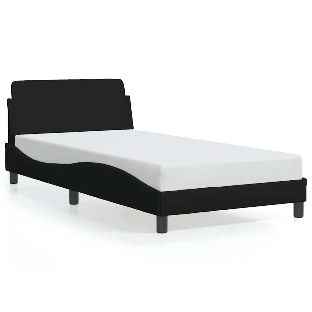 King Single Bed Frame with Headboard Black Fabric Bedroom Furniture Support