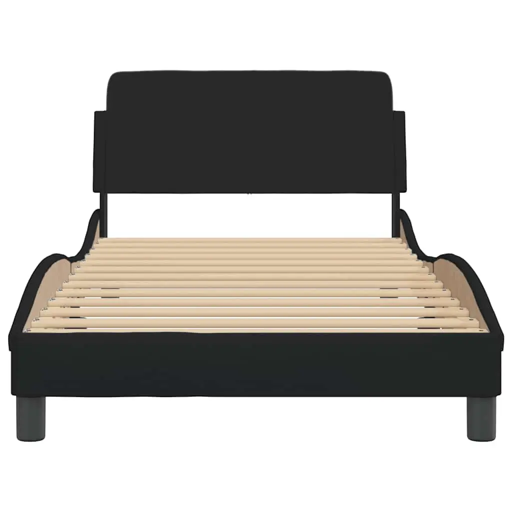 King Single Bed Frame with Headboard Black Fabric Bedroom Furniture Support