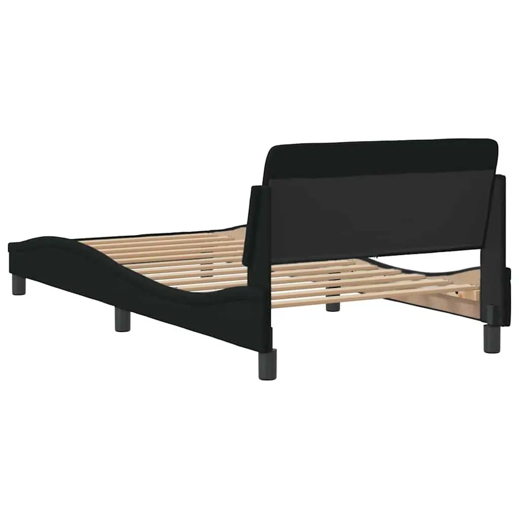 King Single Bed Frame with Headboard Black Fabric Bedroom Furniture Support