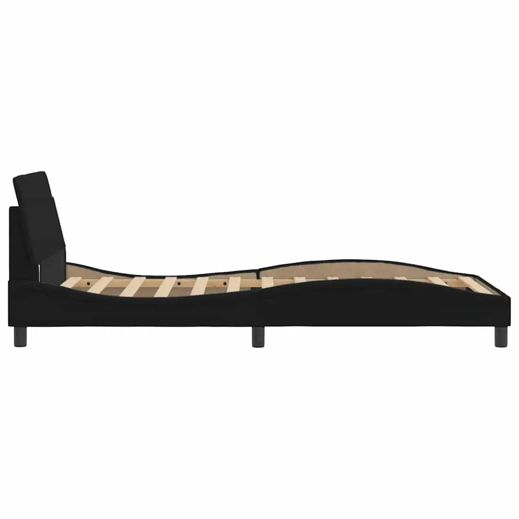 King Single Bed Frame with Headboard Black Fabric Bedroom Furniture Support