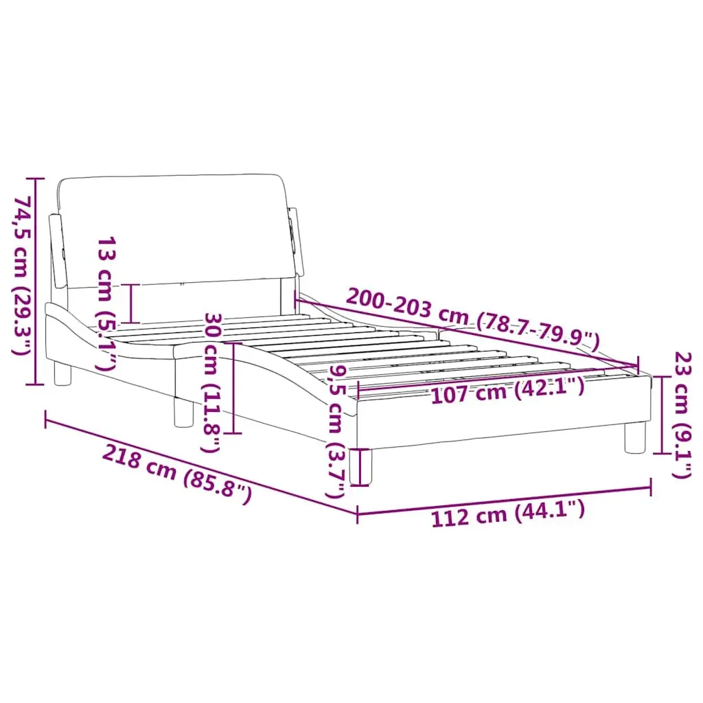 King Single Bed Frame with Headboard Black Fabric Bedroom Furniture Support