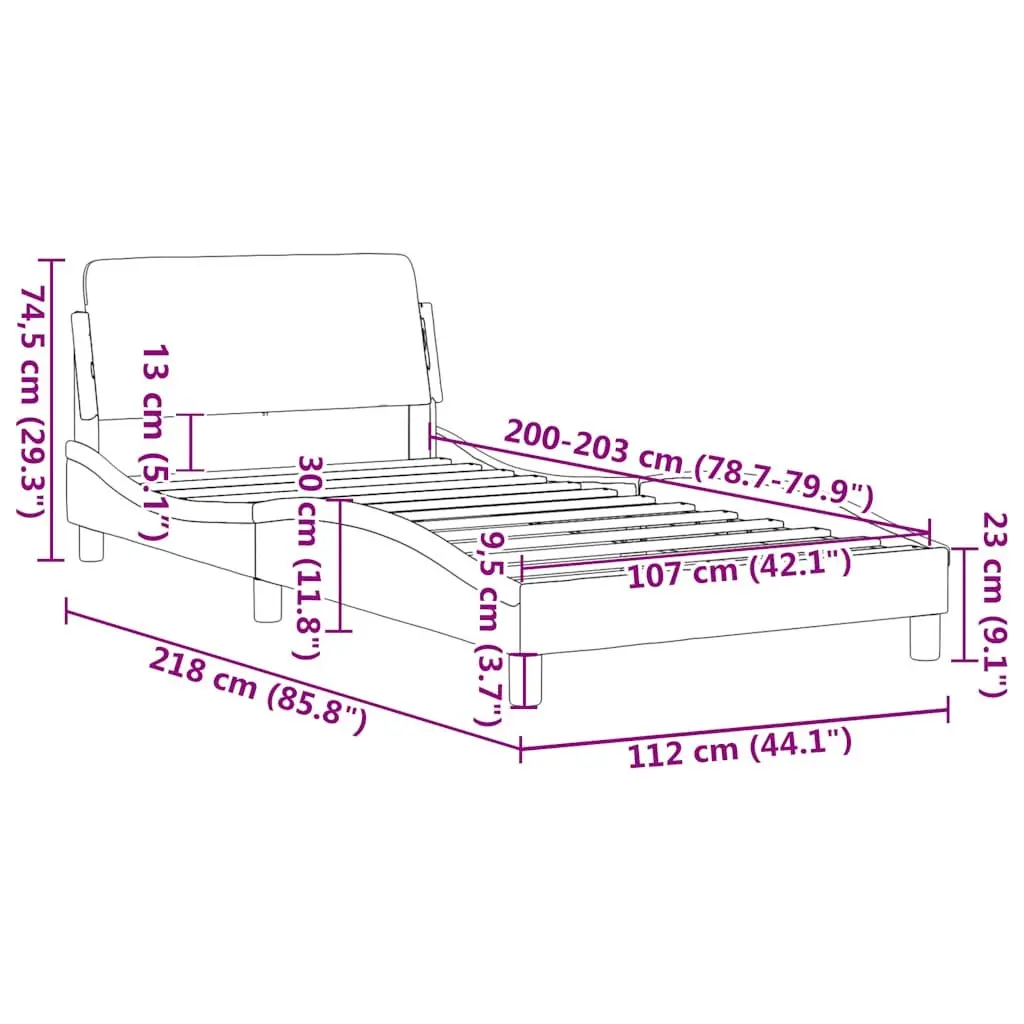 King Single Bed Frame with Headboard Black Faux Leather Modern Bedroom Furniture