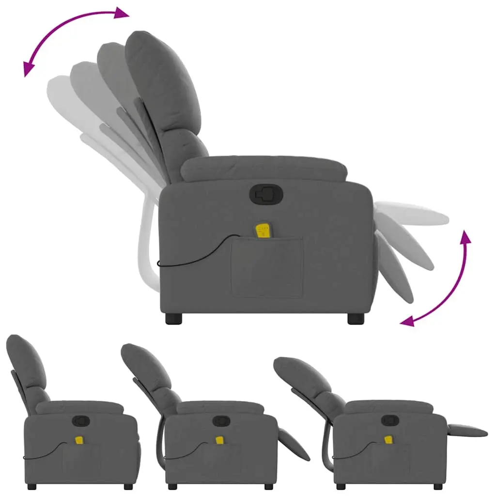 Massage Chair Manual Recliner Dark Grey Fabric Vibration Function 135 Degrees