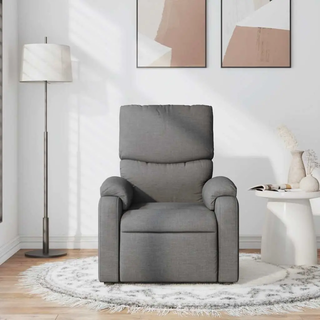 Massage Chair Manual Recliner Dark Grey Fabric Vibration Function 135 Degrees