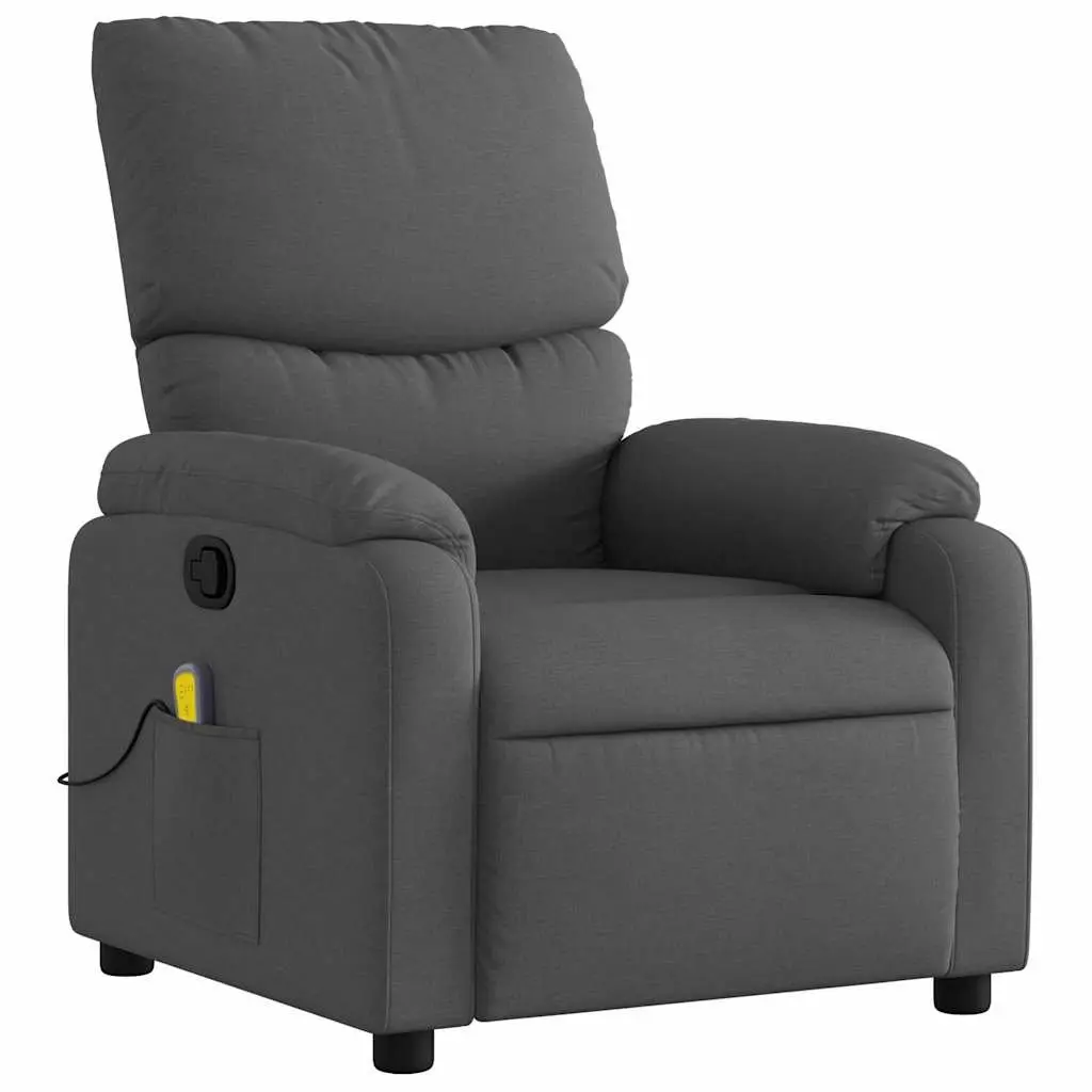Massage Chair Manual Recliner Dark Grey Fabric Vibration Function 135 Degrees