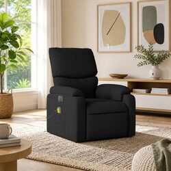 Massage Recliner Chair Black Fabric Manual Recline Vibration 6 Points Armchair