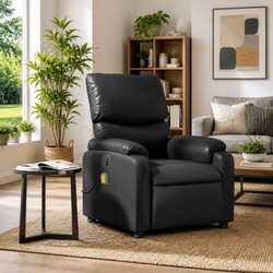 Discover Your Comfort: Black Faux Leather Massage Recliner