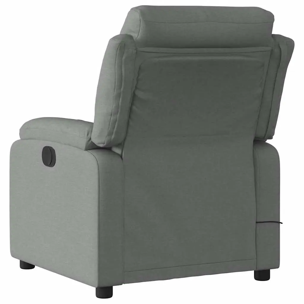 Massage Recliner Chair Manual Reclining Grey Fabric 6 Point Vibration