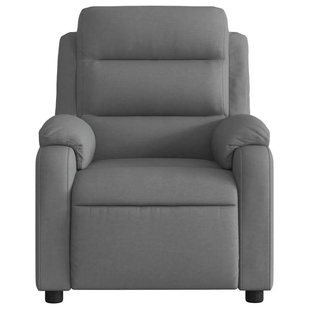 Massage Recliner Chair Manual Reclining Grey Fabric 6 Point Vibration