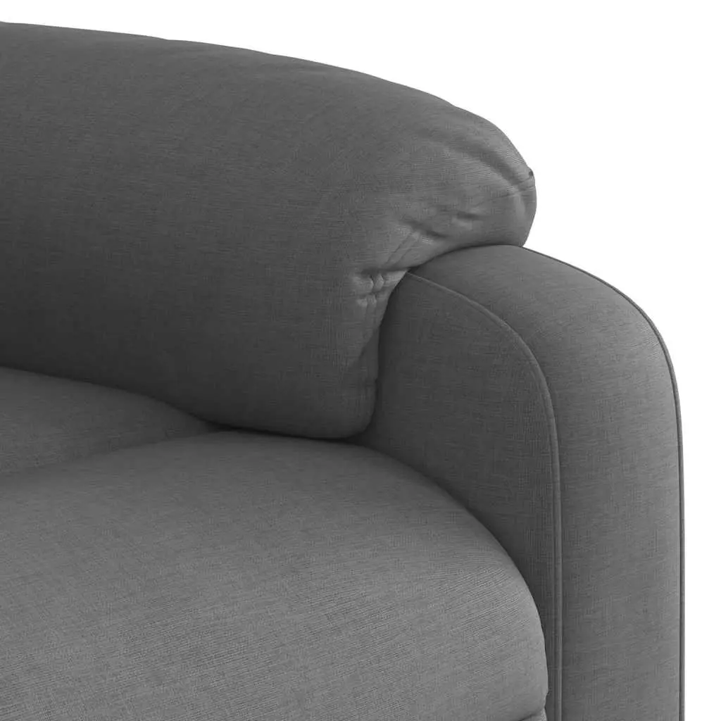 Massage Recliner Chair Manual Reclining Grey Fabric 6 Point Vibration
