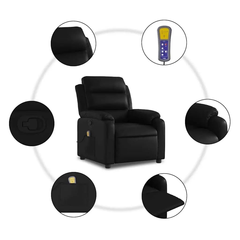 Massage Recliner Chair Black Faux Leather Manual Reclining Armchair Vibration