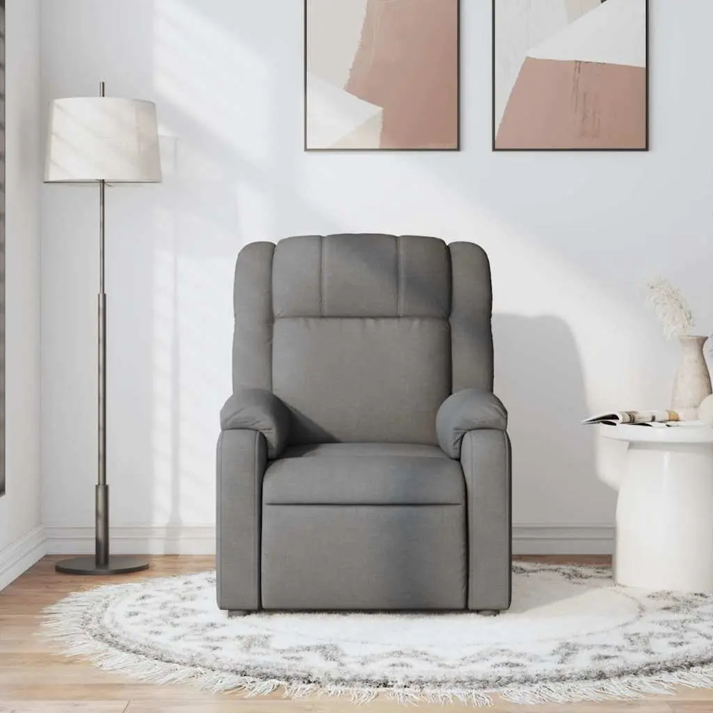 Massage Recliner Chair Manual Recline Dark Grey Fabric 6 Points Vibration