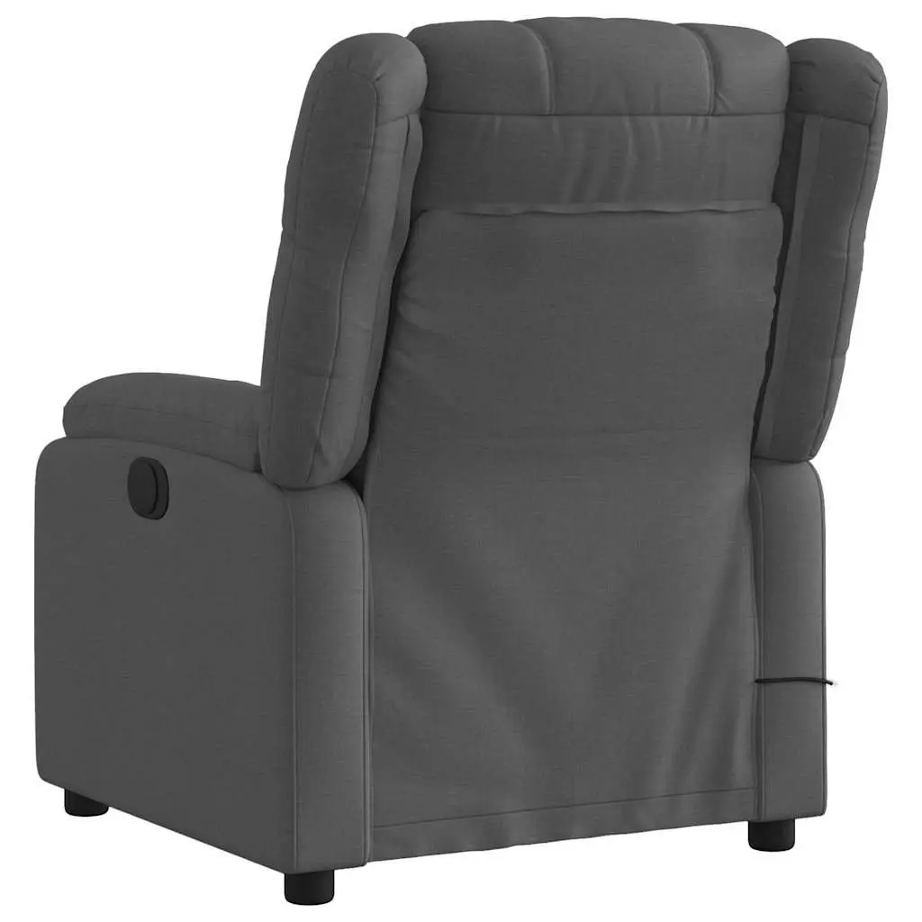Massage Recliner Chair Manual Recline Dark Grey Fabric 6 Points Vibration
