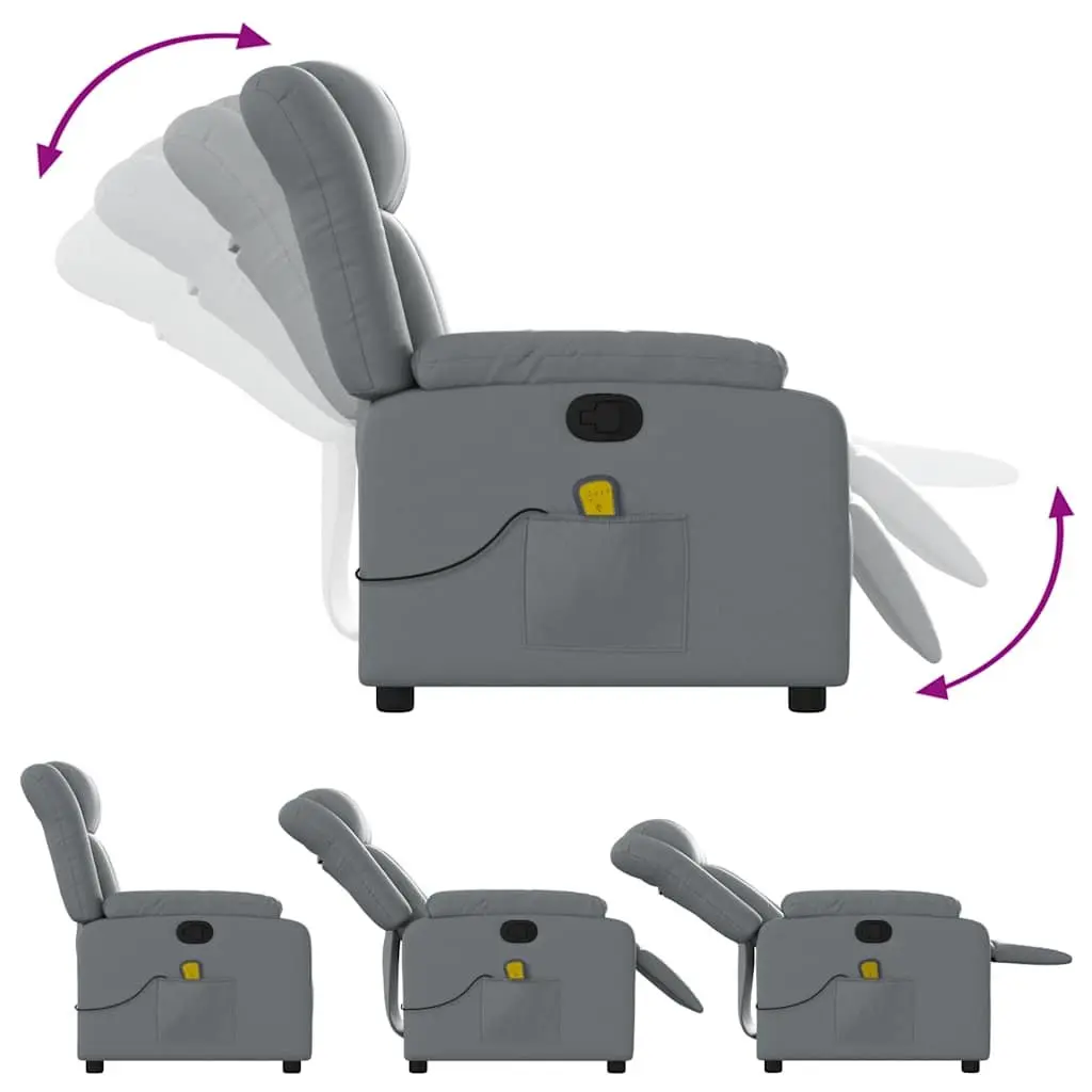 Massage Recliner Chair Grey Faux Leather Manual Recline Armchair Vibration